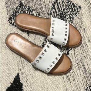 White Studded Slide Sandals